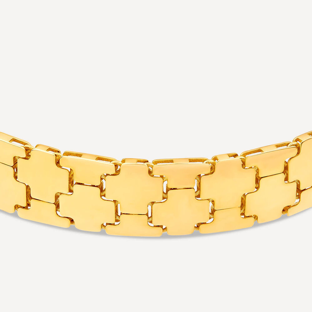 9ct Yellow Gold Shiny Wide Jigsaw Bracelet image number 3