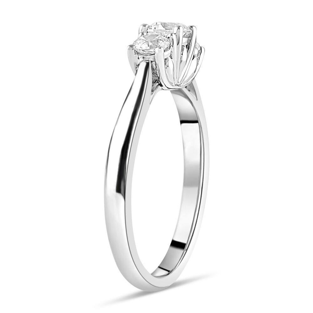 18ct White Gold 0.50ct Diamond Trilogy Tulip Setting Ring image number 3
