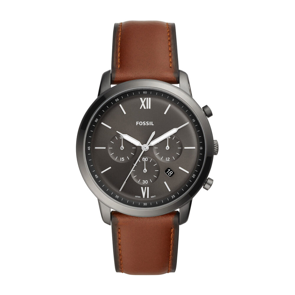 Fossil Neutra Black Dial Brown Leather 44mm Men's Watch