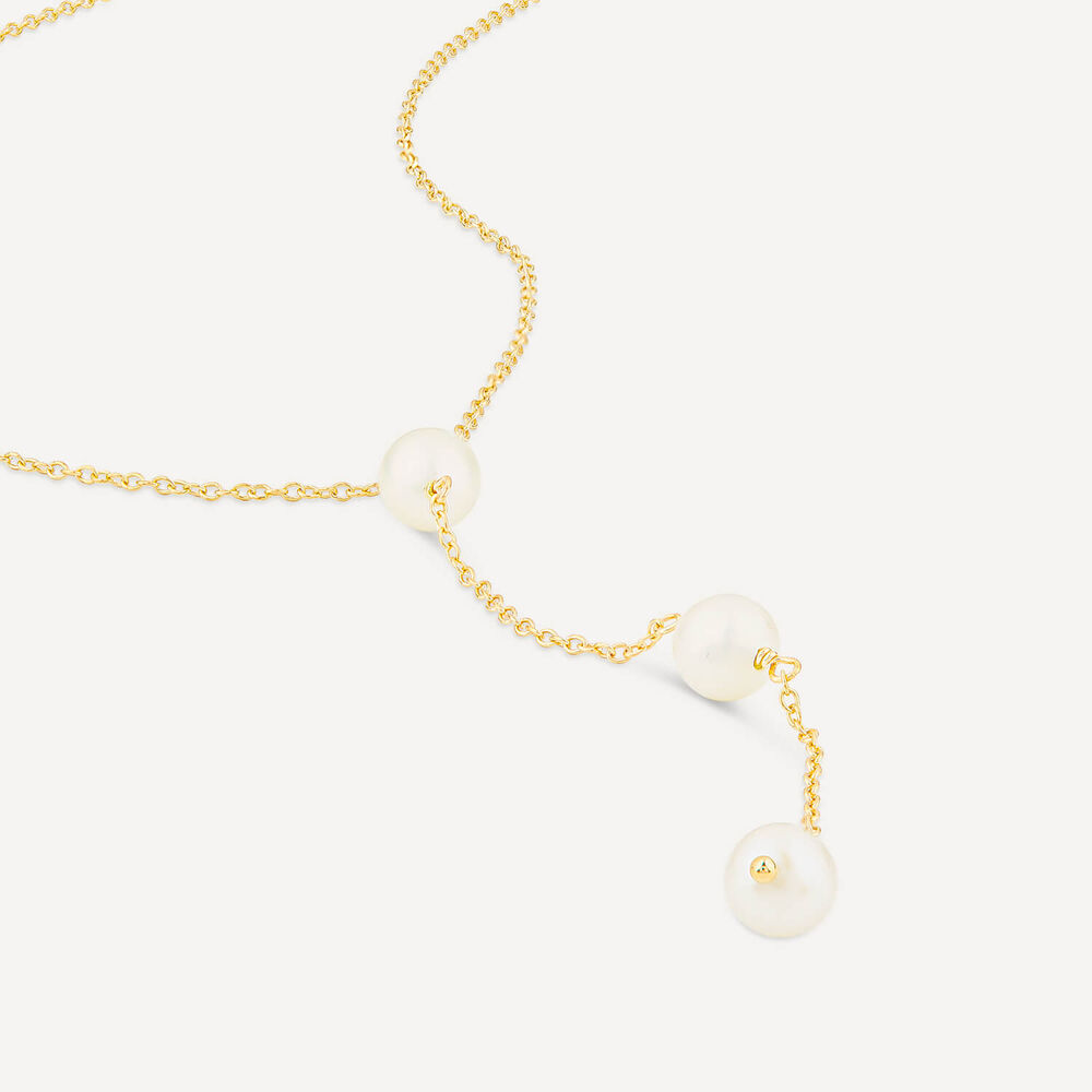 9ct Yellow Gold 3 Pearl "Y" Drop Necklet image number 3