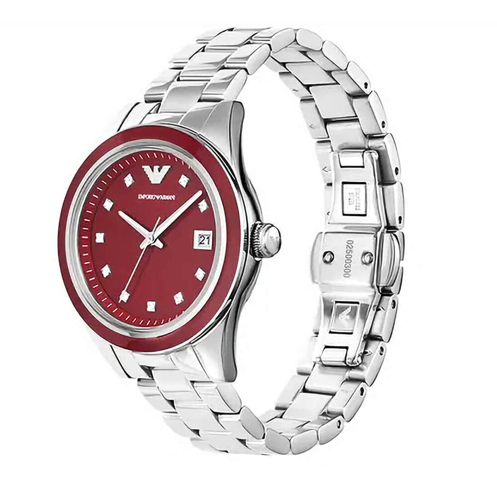 Emporio Armani Leo 36mm Red Dial & Bezel Steel Case Watch