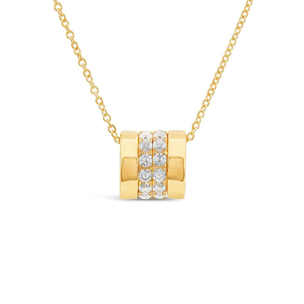 9ct Yellow Gold Double Row Cubic Zirconia Barrel Pendant image number 0