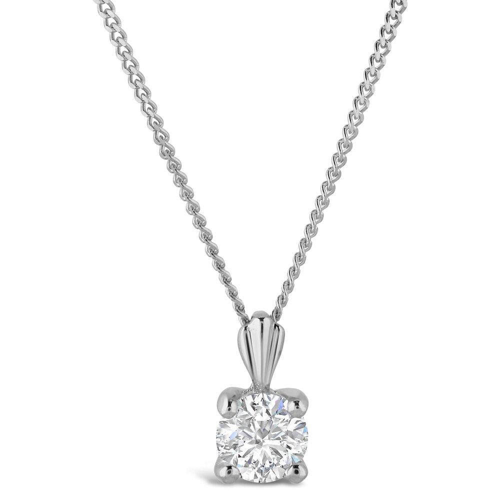 9ct White Gold 4mm Four Claw Cubic Zirconia Set Pendant (Chain Included)