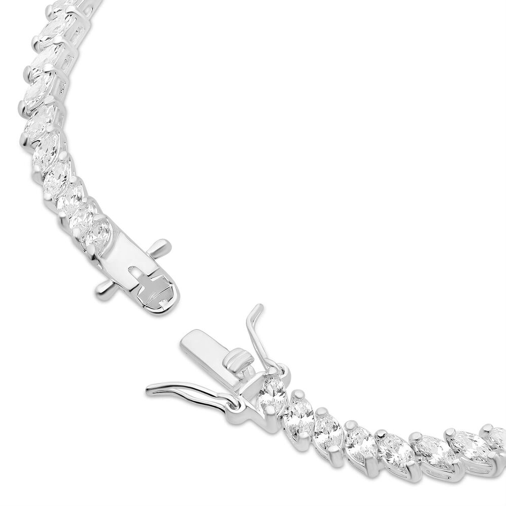 Ladies Sterling Silver Marquise Cut Cubic Zirconia Tennis Bracelet image number 2