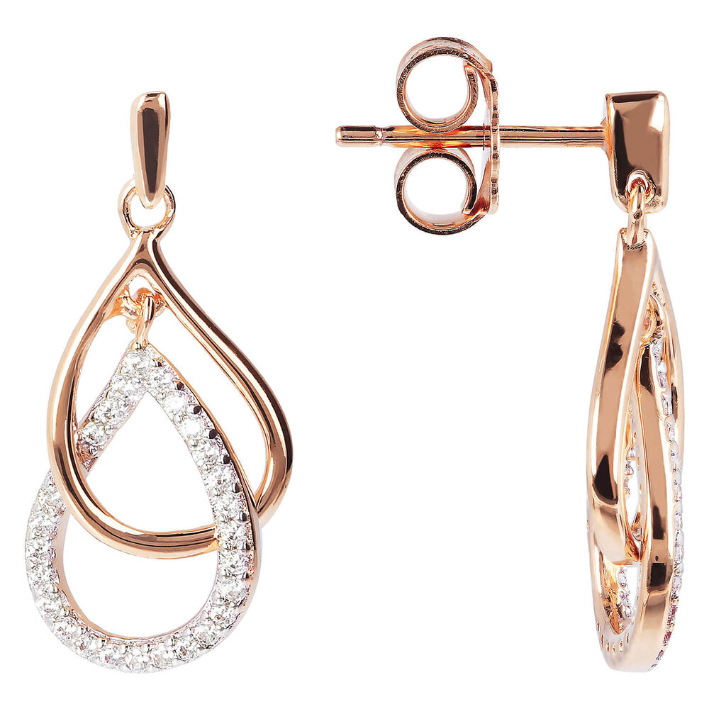Bronzallure Preziosa Collection Cubic Zirconia Plain Double Pear Drop Ladies Earrings