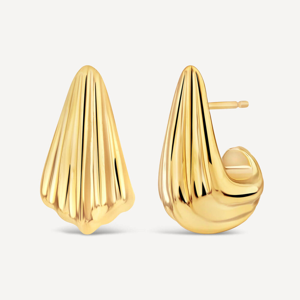 Yellow Gold Plated Sterling Silver Chunky Shell Stud Earrings