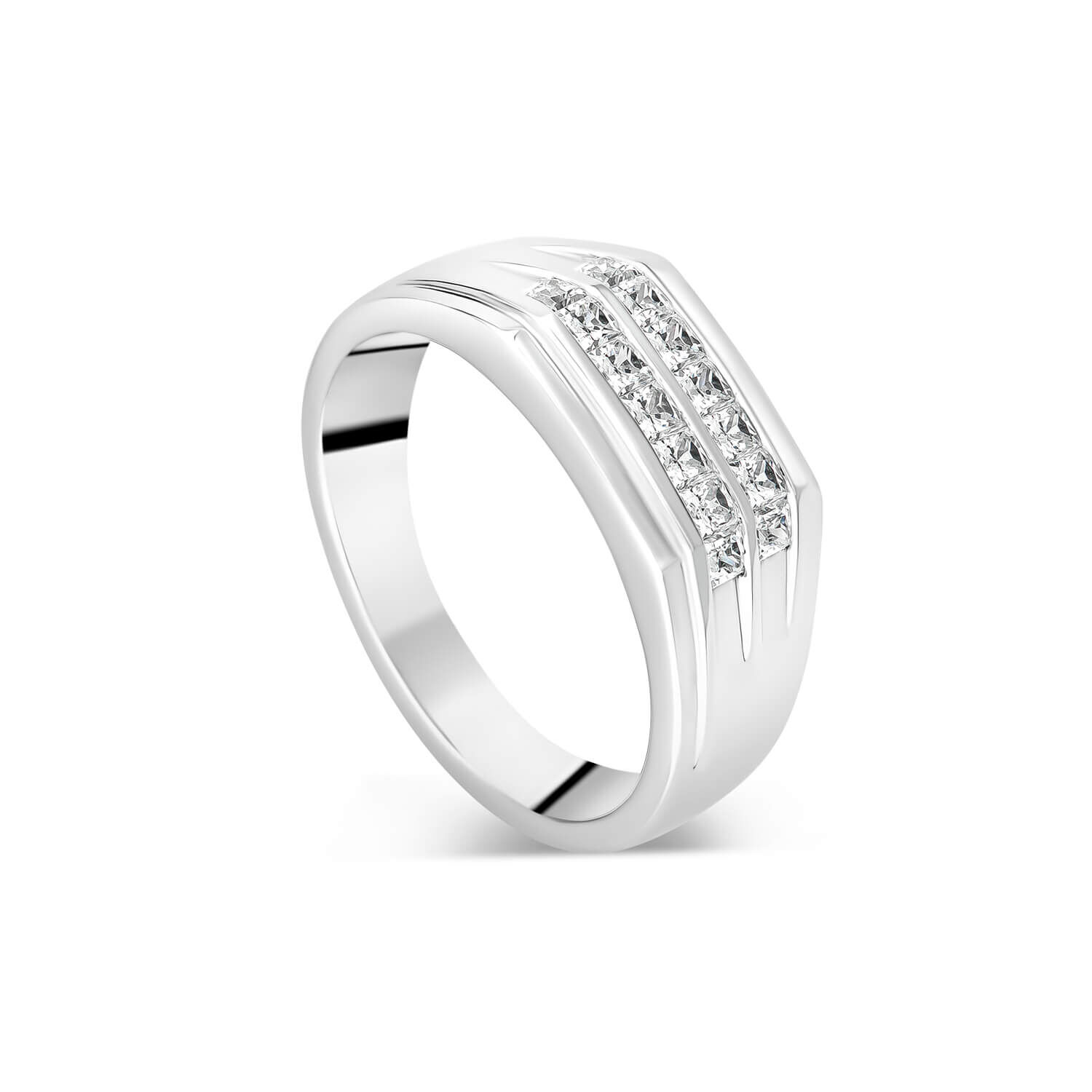 Square silver ring with clear cubic zirconia online