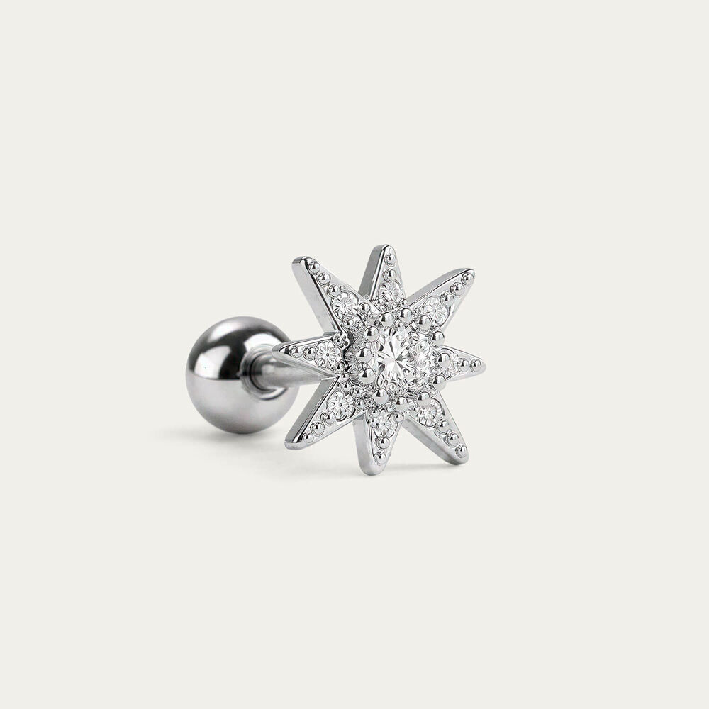 Sterling Silver Cubic Zirconia Star Single Earring