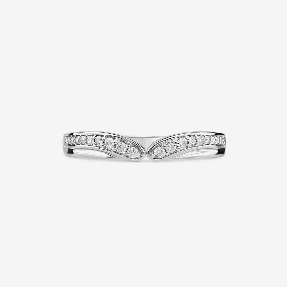 9ct White Gold 0.15ct Diamond Wishbone Dress Ring