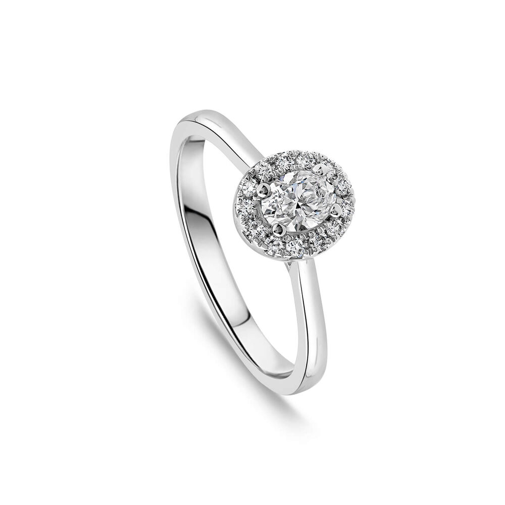 Platinum 0.40ct Oval Halo Classic Diamond Engagement Ring image number 0