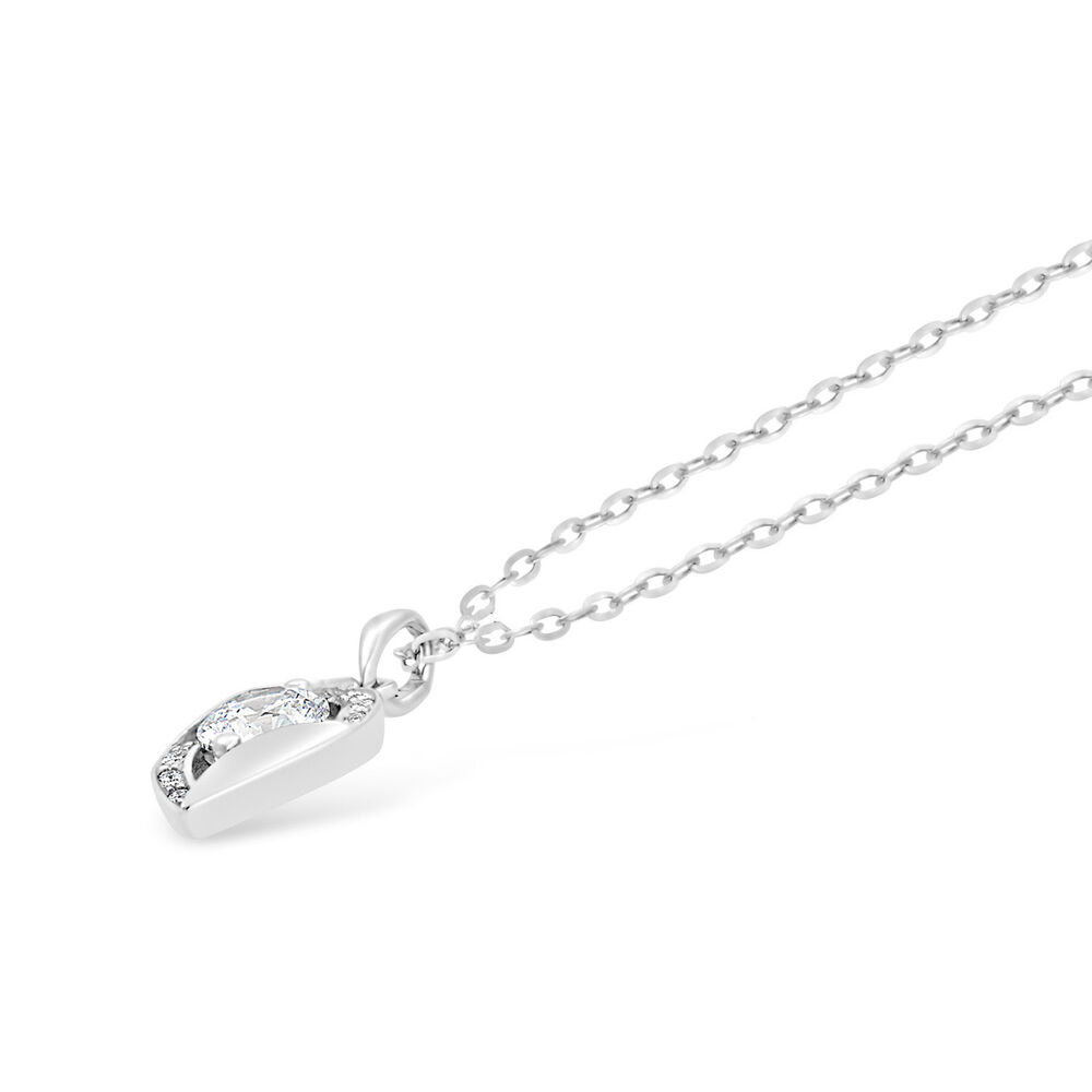 9ct White Gold Cubic Zirconia Pendant (Chain Included) image number 1