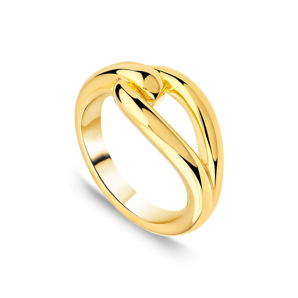 Yellow Gold Plated Sterling Silver Plain Stirrup Ring
