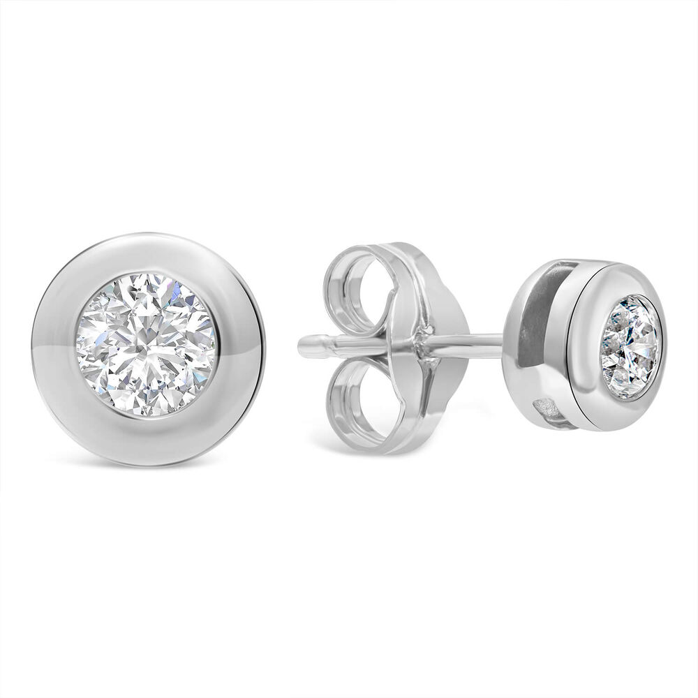 9ct White Gold Cubic Zirconia Stud Earrings image number 1