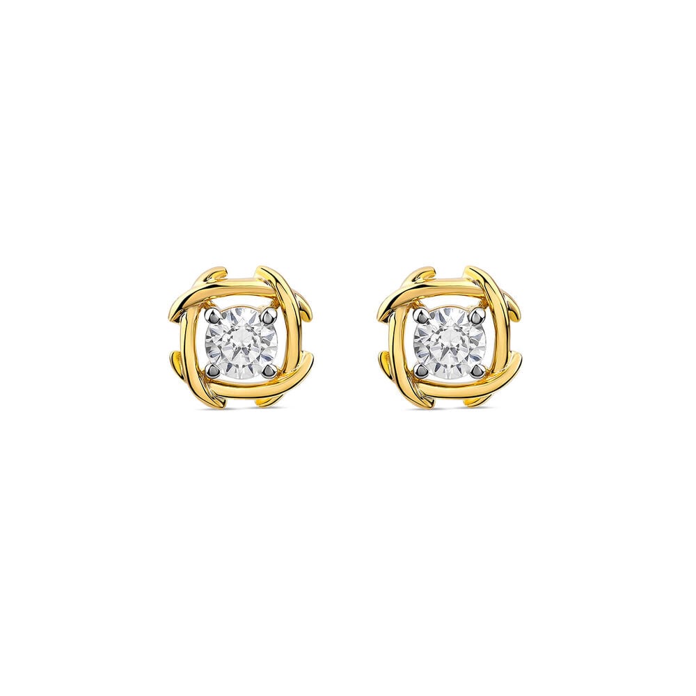9ct Yellow Gold 1.00ct Lab Grown Entwined Love Knot Stud Earrings image number 0