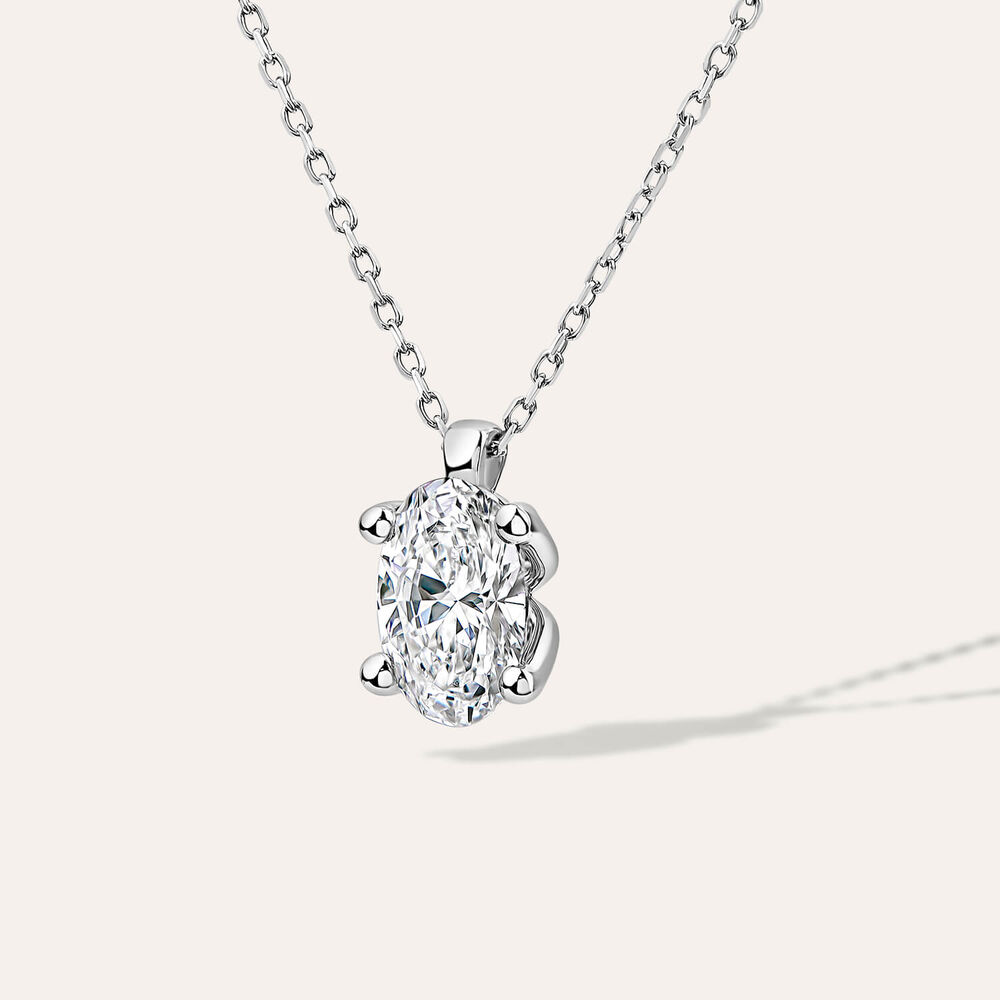 Born 9ct White Gold 1.00ct Lab Grown Oval Diamond Pendant