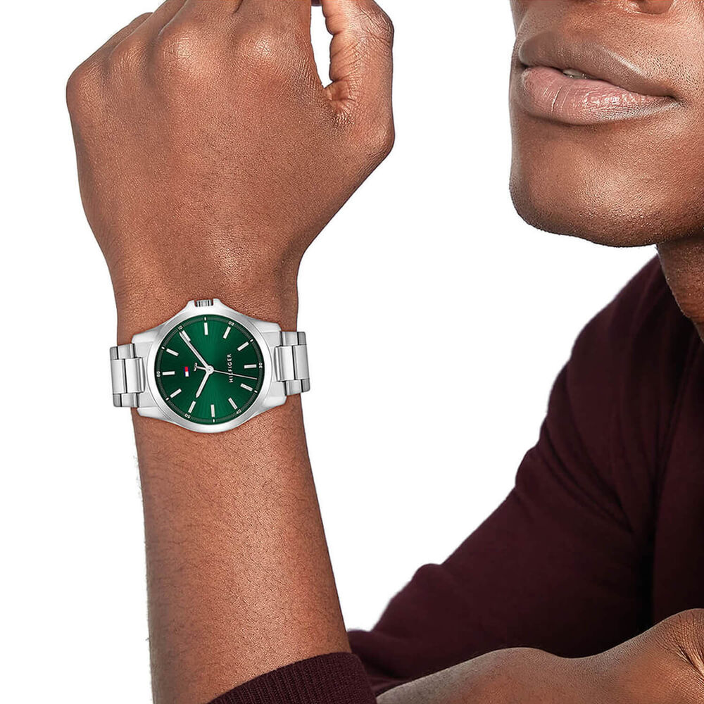 Tommy Hilfiger 43mm Green Dial Stainless Steel Bracelet Watch image number 3