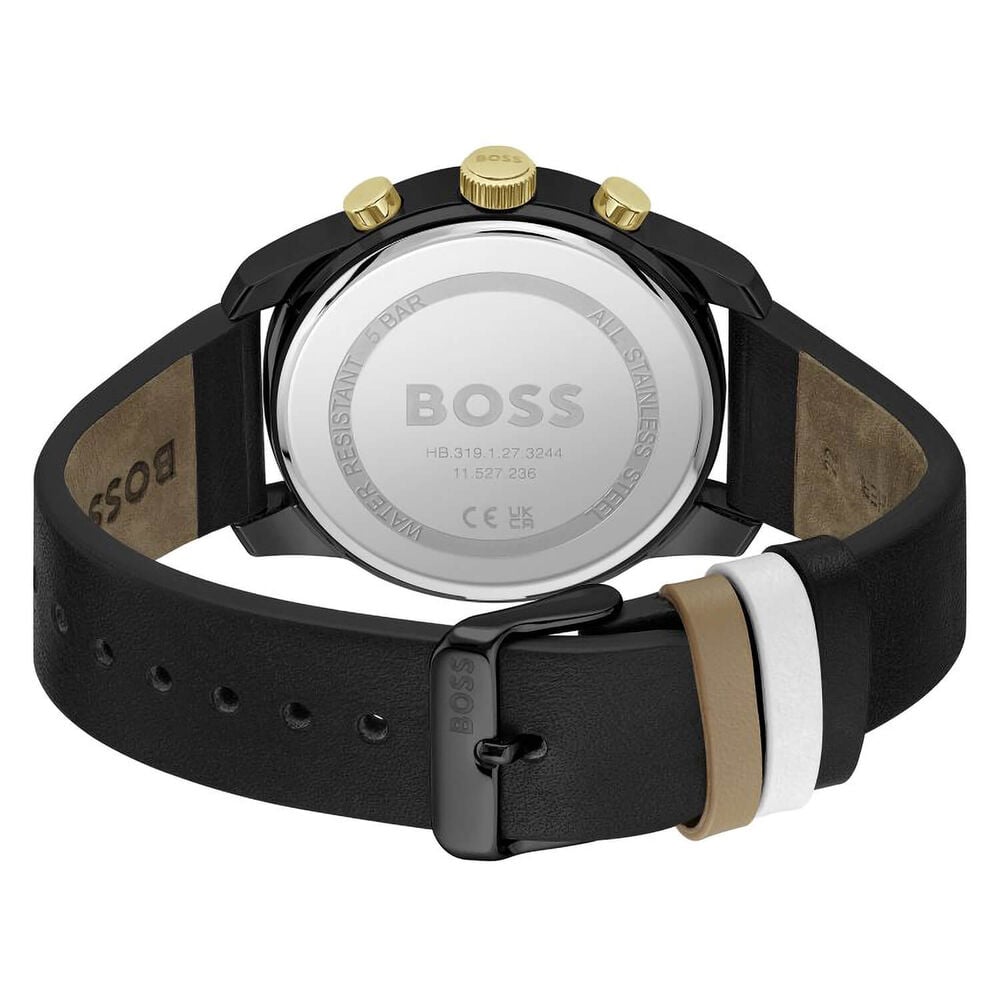 Hugo BOSS Trace 44mm Black Dial Black Leather Strap Watch