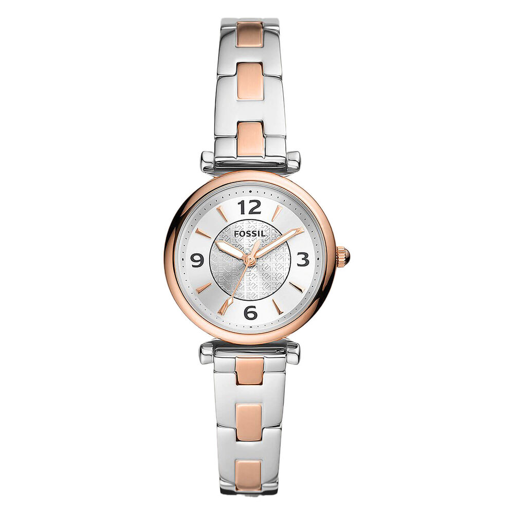 Fossil Carlie Mini 28mm Rose Gold Steel Case Watch