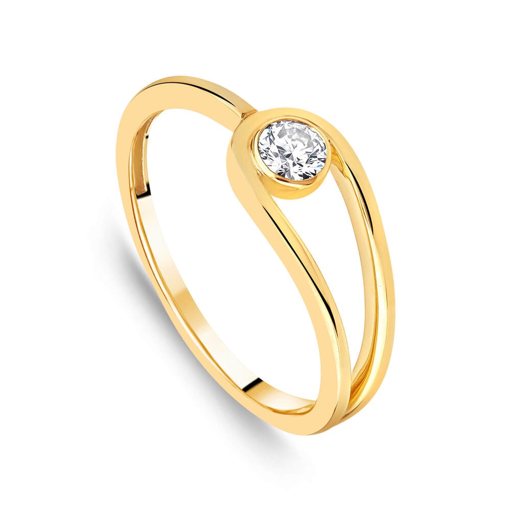 Born Kissed with Diamonds 9ct Yellow Gold Lab Grown 0.15ct Round Diamond Open Loop Ring