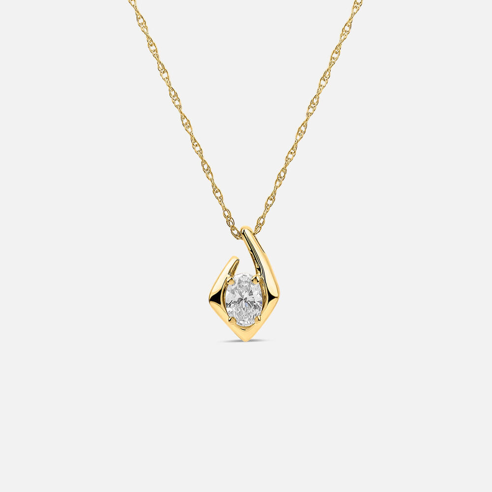 Born Kissed with Diamonds 9ct Yellow Gold Lab Grown 0.20ct Oval Diamond Split Shaped Pendant