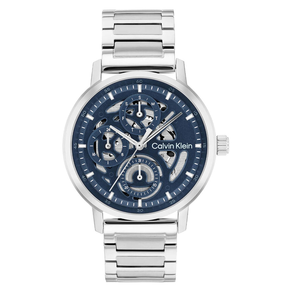 Calvin Klein Gauge 41mm Blue Skeleton Dial Stainless Steel Bracelet Watch