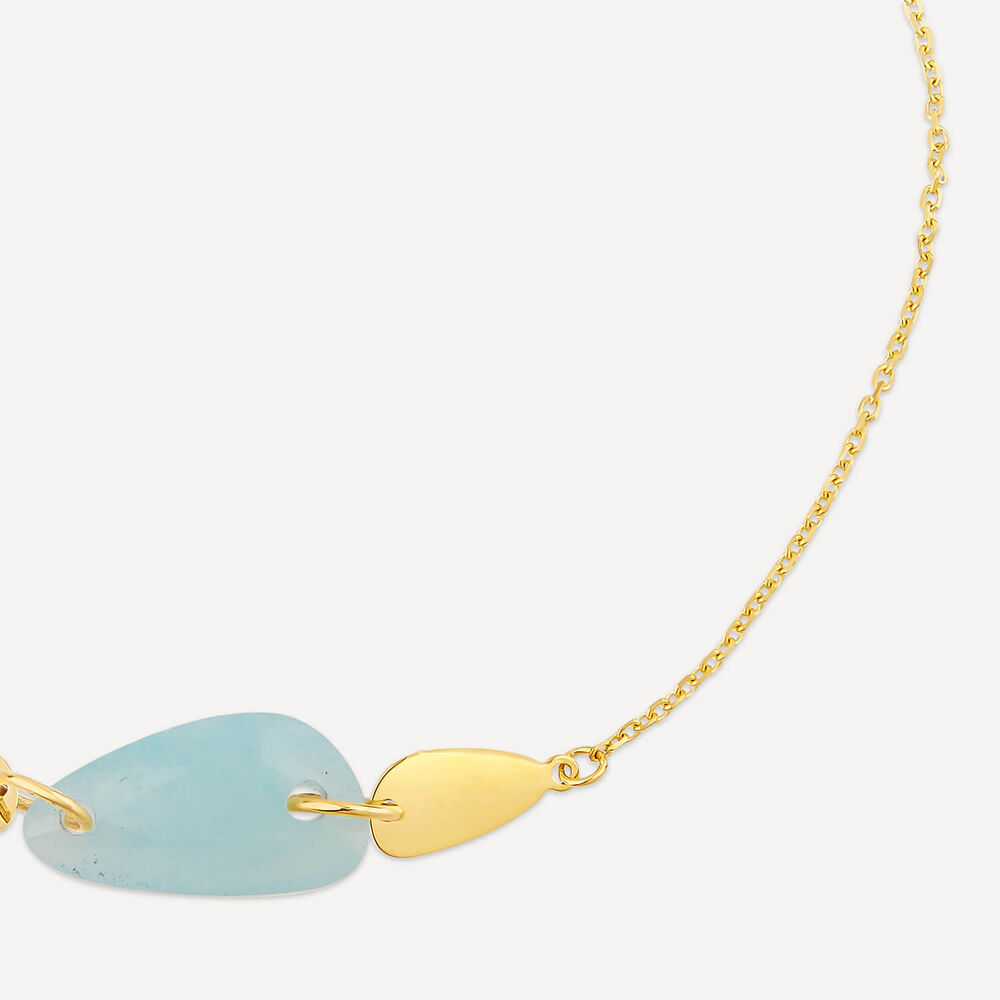 9ct Yellow Gold Polished Disc & Amazonite Blue Pebble Bracelet image number 1