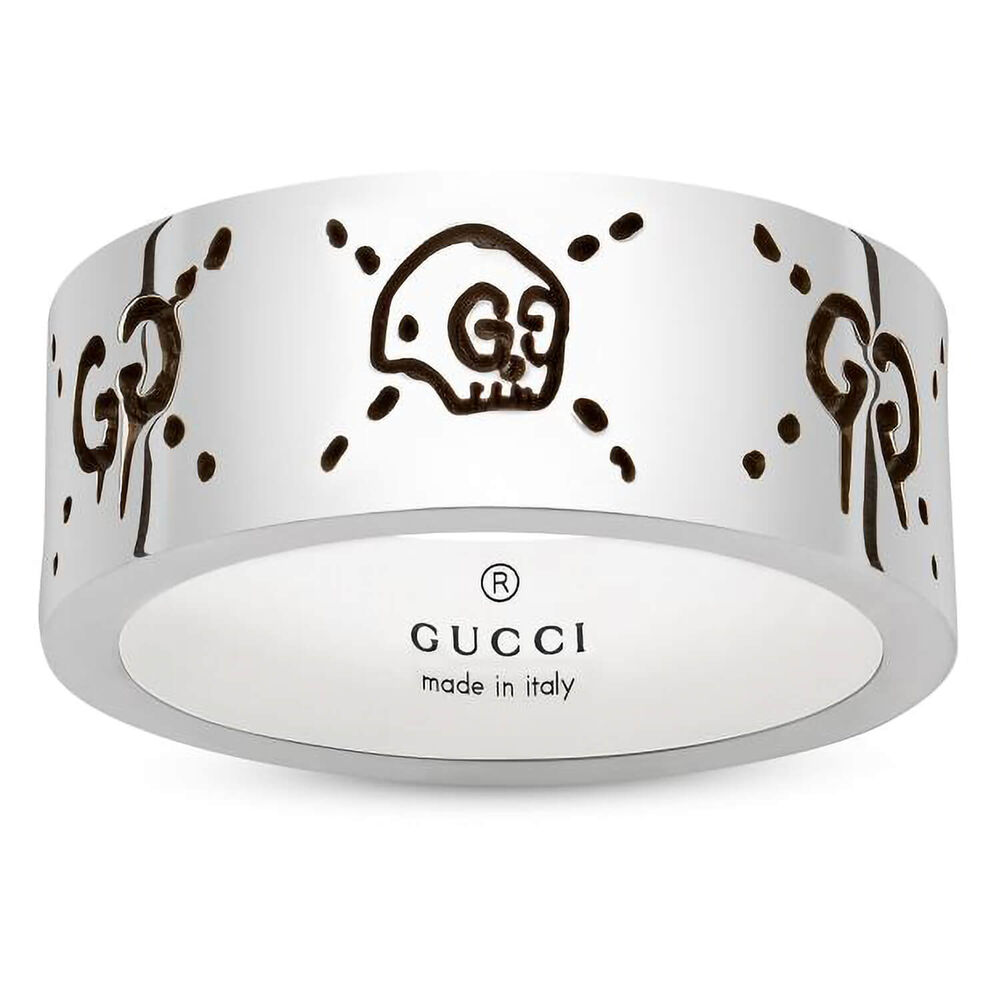 Gucci Ghost Shiny Aged Sterling Silver Ring