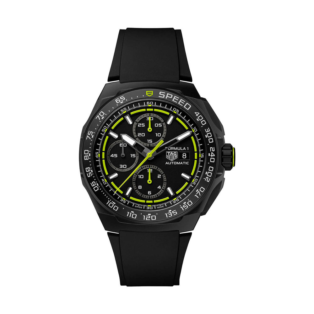 TAG Heuer Formula 1 Chronograph 44mm Black & Yellow Dial Black Rubber Strap Watch