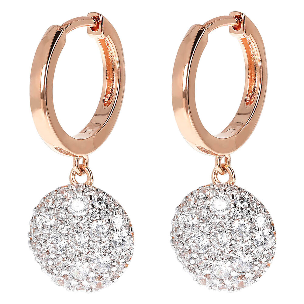 Bronzallure Hoop With Dangle Round Pave Drop Earrings