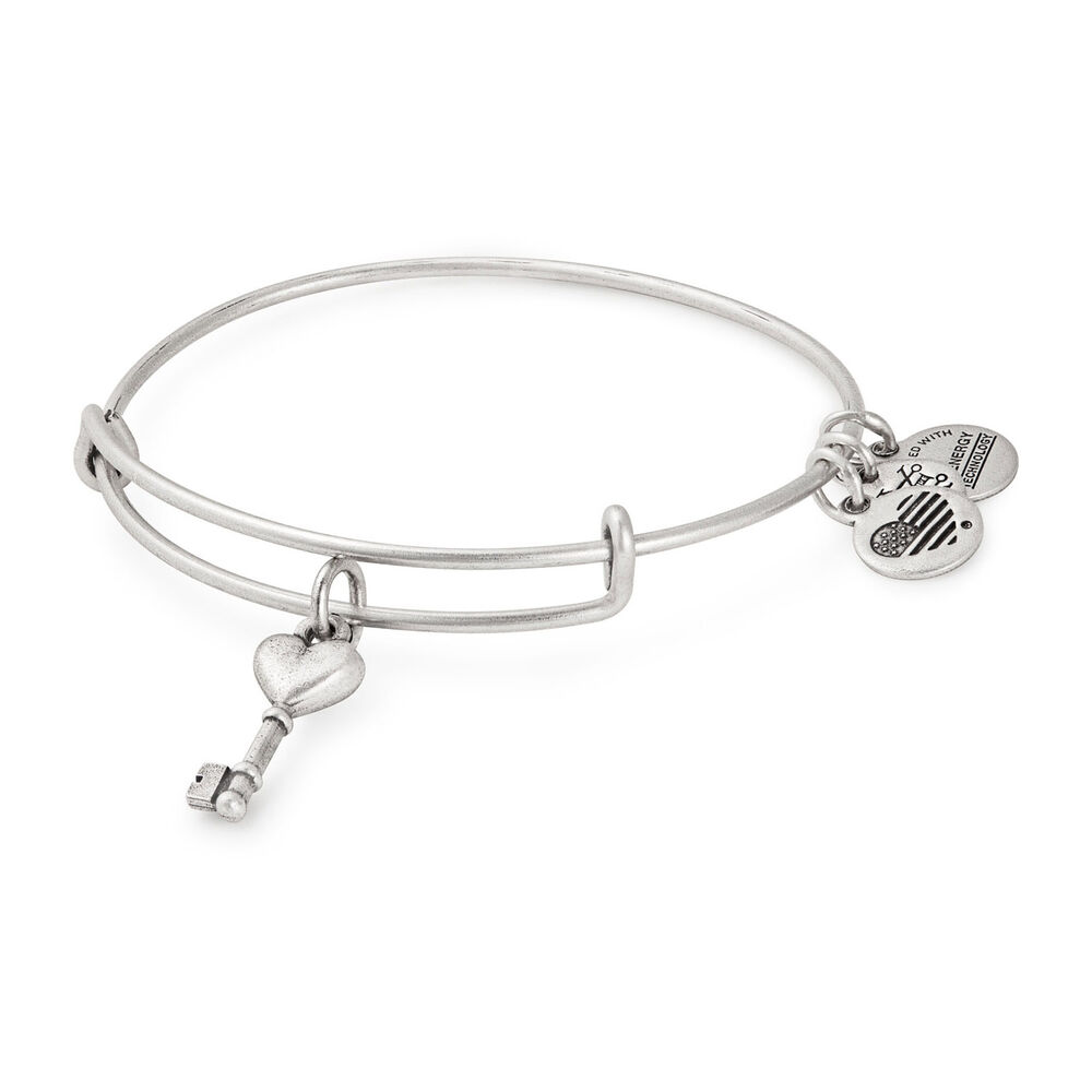 Alex And Ani Key To Love Silver Charm Bangle image number 0