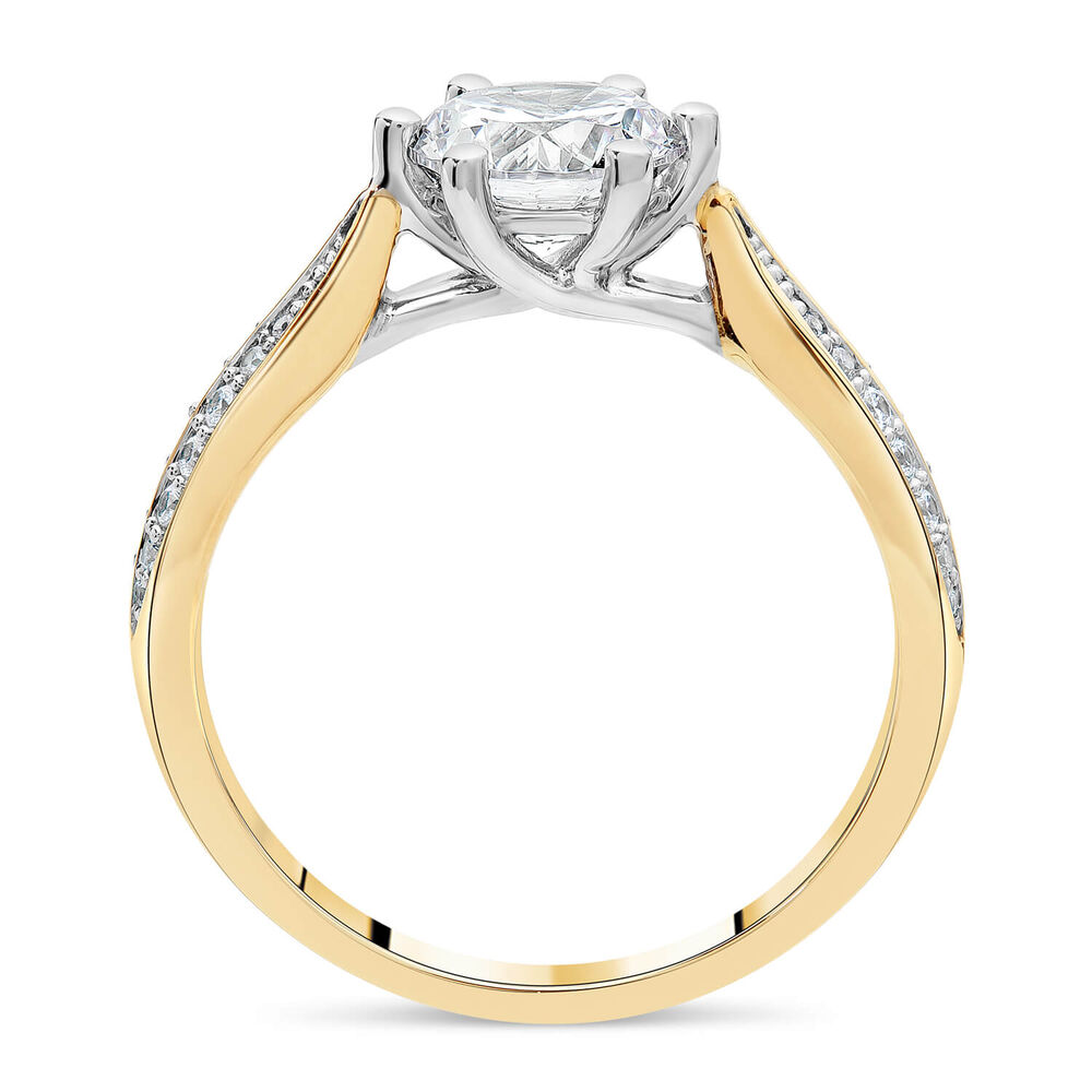 9ct Yellow Gold Cubic Zirconia Solitaire & Pavé Cubic Zirconia Dress Ring image number 2