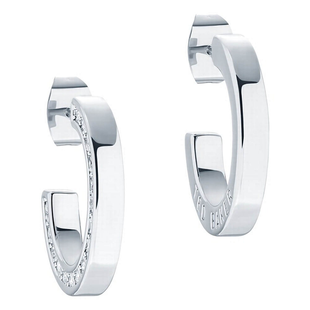 Ted Baker SENATTA Crystal Silver Tone Hoop Earrings