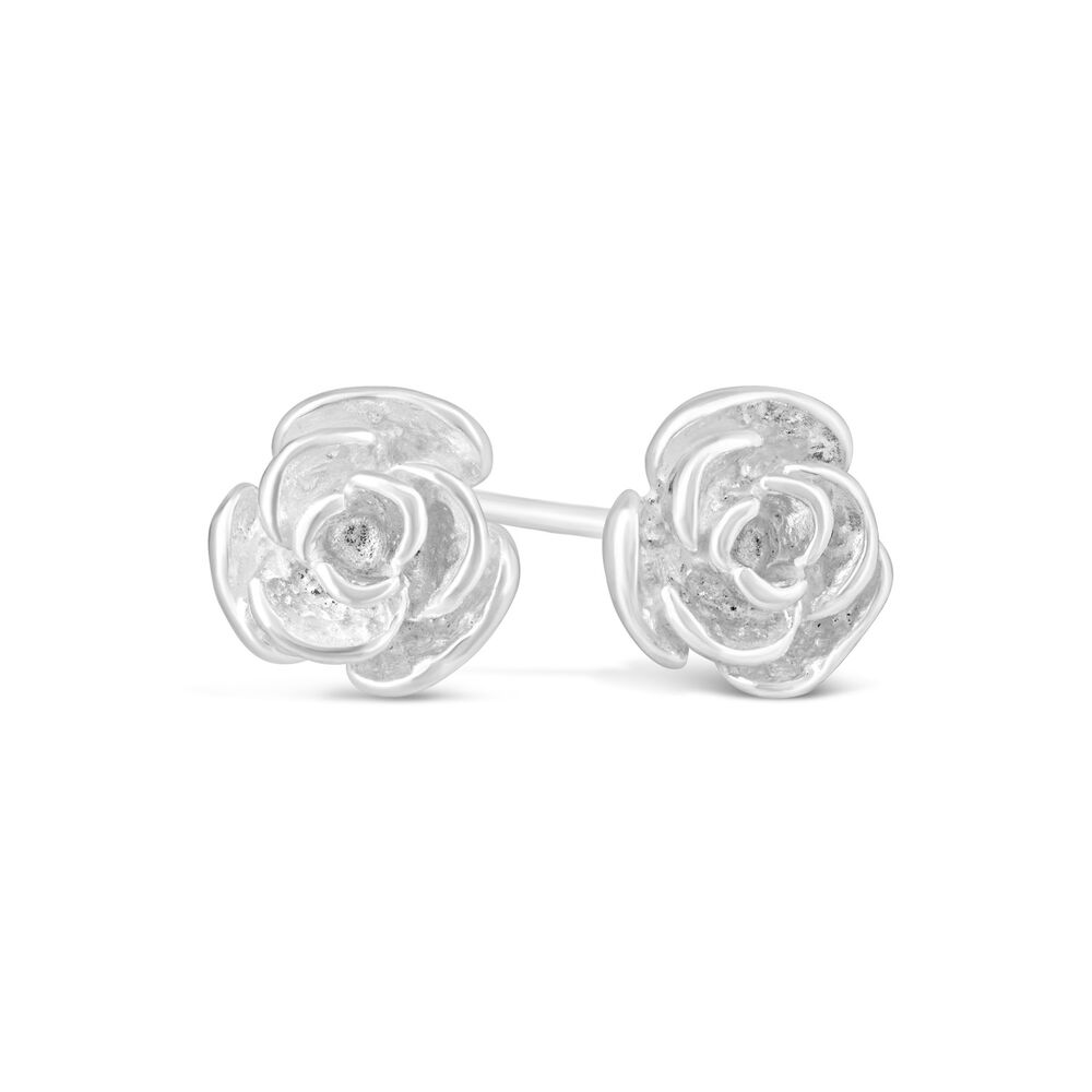 Sterling Silver Small Rose Stud Earrings image number 1