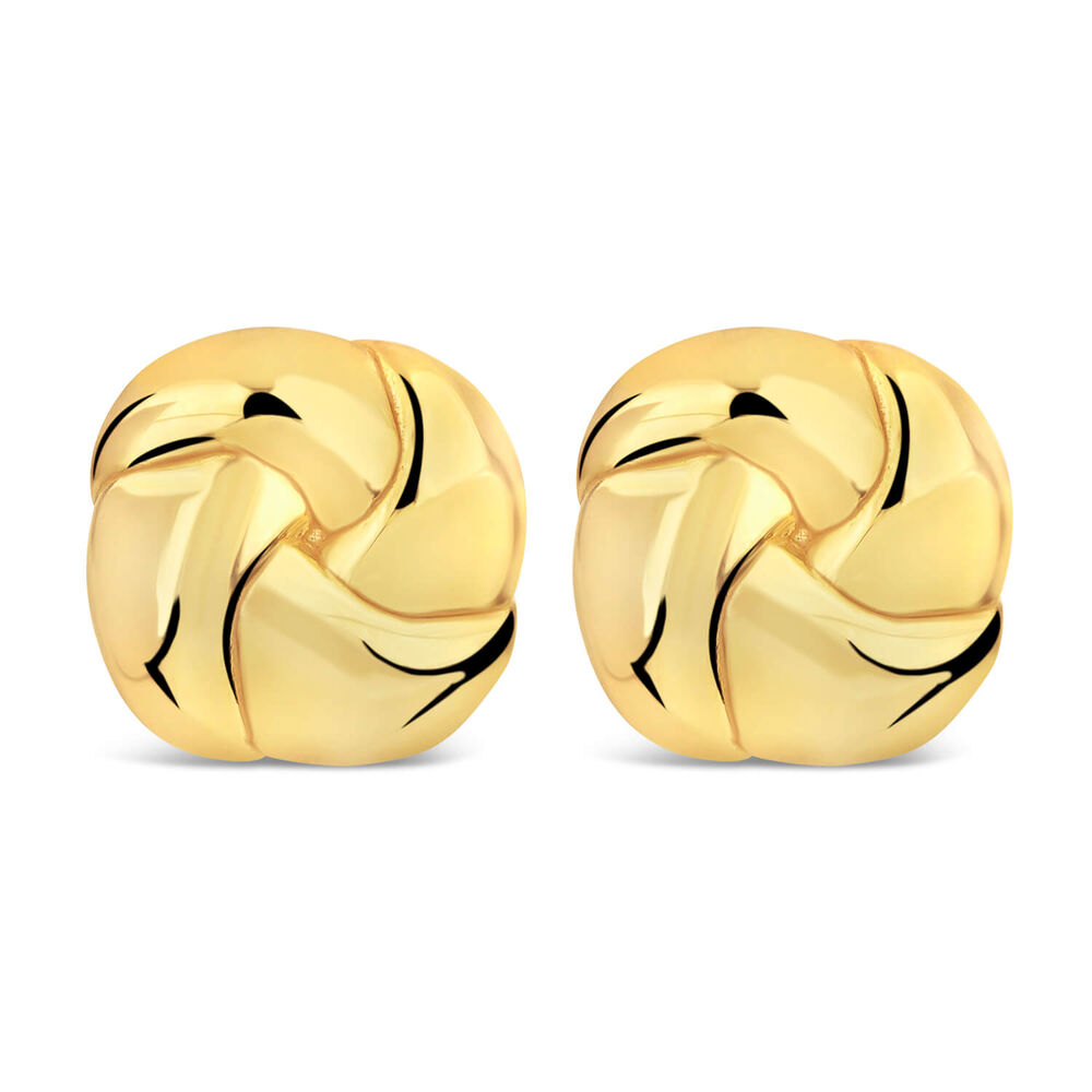 Yellow Gold Plated Sterling Silver Chunky Knot Stud Earrings image number 0