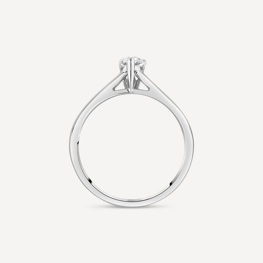 Tulip Setting 18ct White Gold 0.50ct Pear Solitaire & Channel Shoulders Diamond Ring image number 3