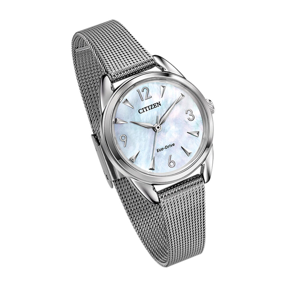 Citizen Eco-Drive Pearl & Steel Mesh 27mm Ladies' Watch