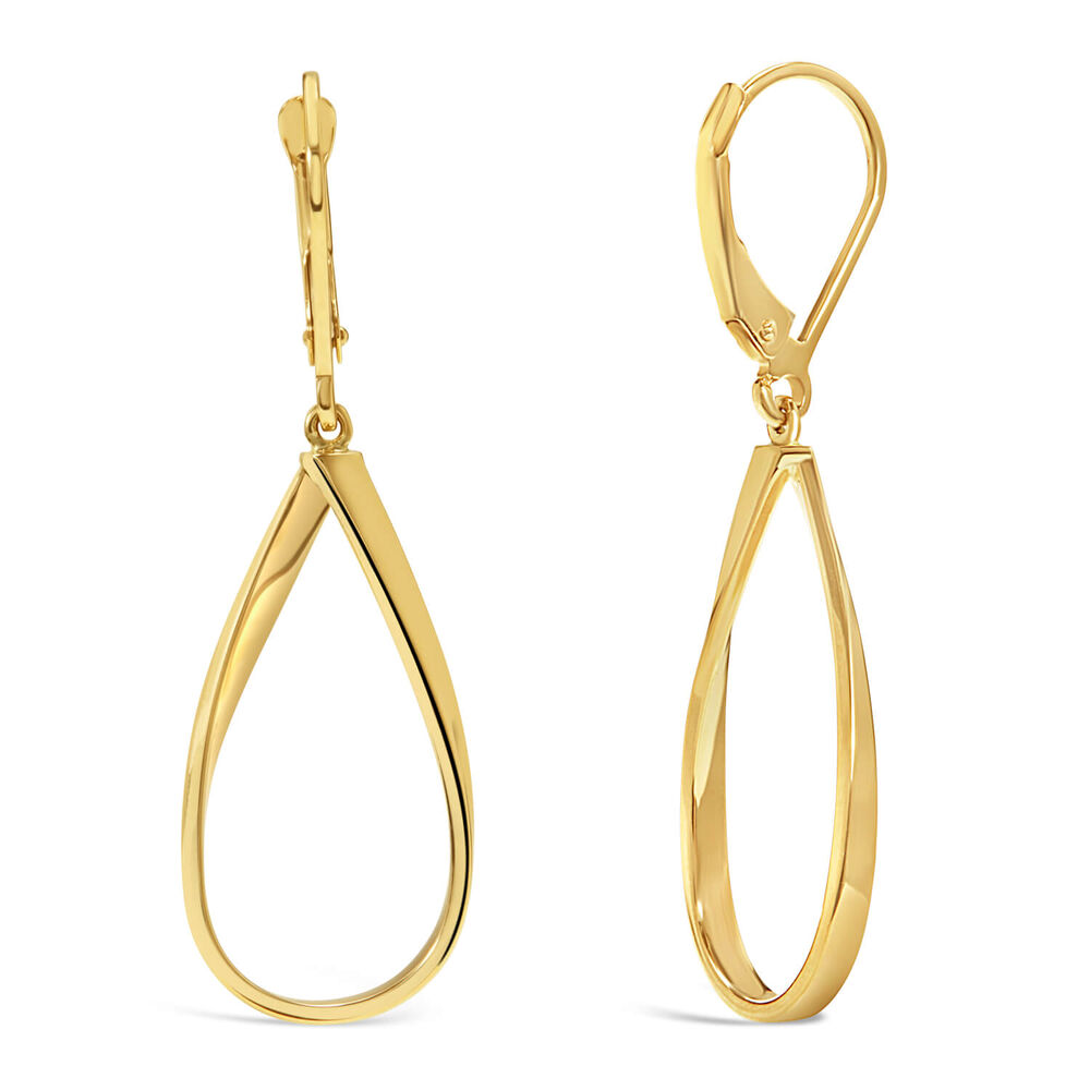 9ct Yellow Gold Open Oval Twist Drop Earrings image number 2