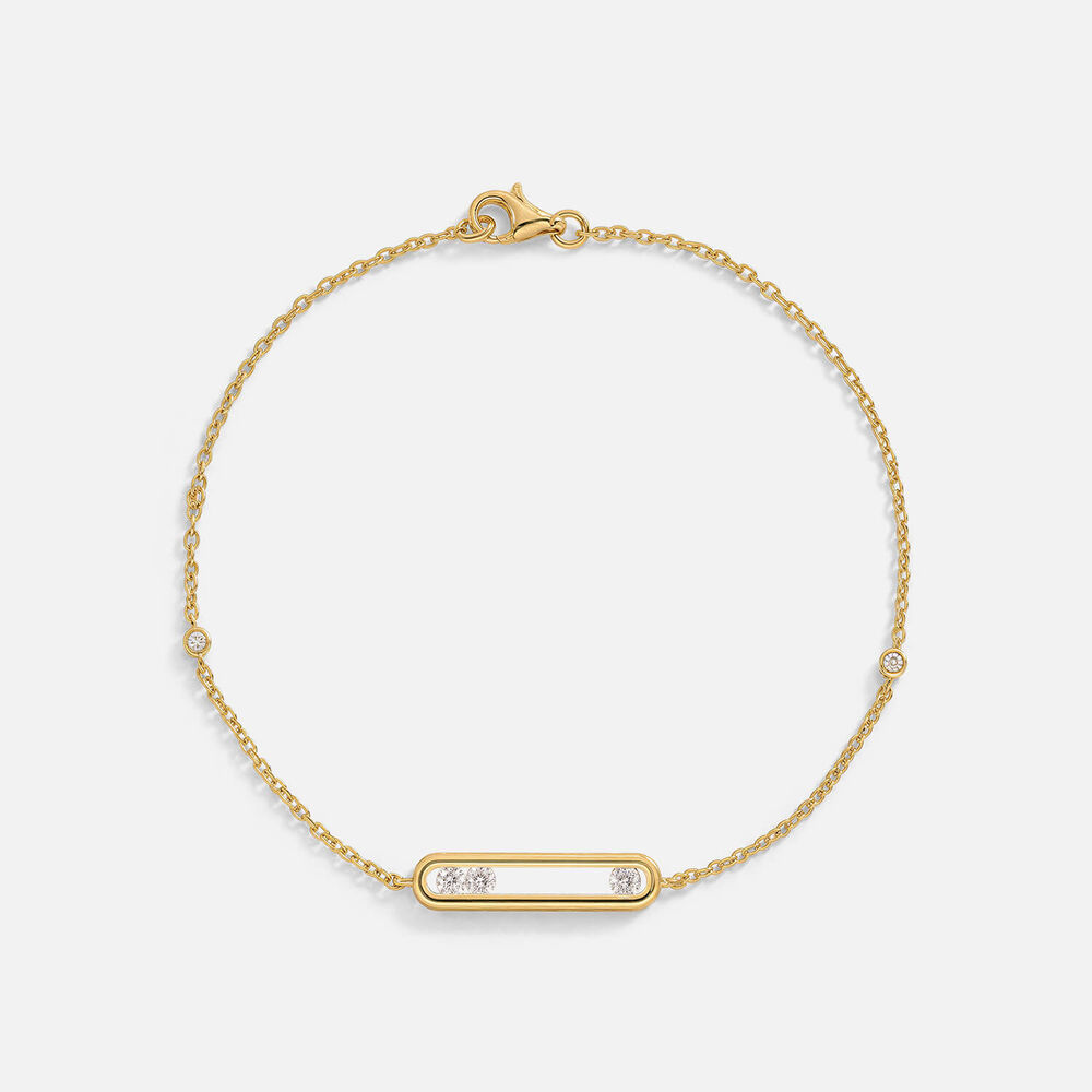 Yellow Gold Plated Sterling Silver 0.20ct Lab Grown Diamond Floating Bar Bracelet