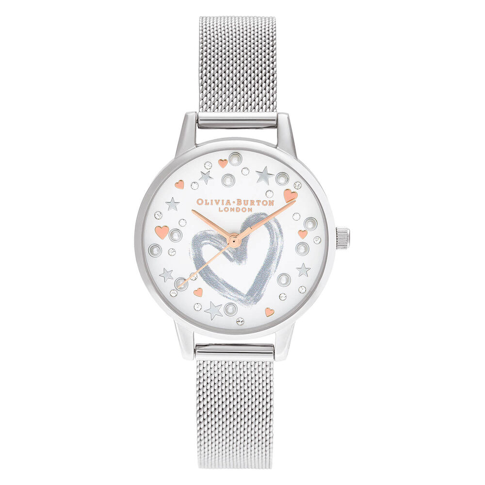Olivia Burton You Have My Heart Dial Stainless Steel Mesh Bracelet Watch