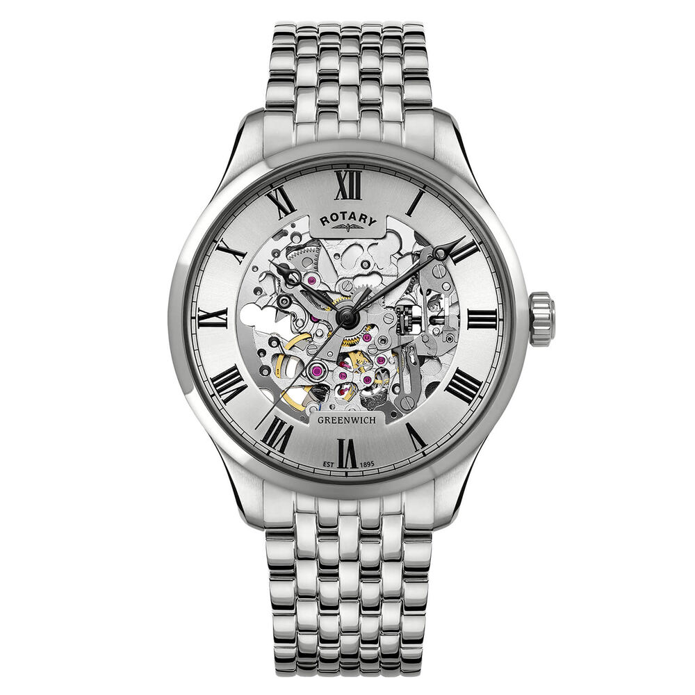 Rotary Greenwich 42mm Silver Dial Stainless Steel Bracelet Watch