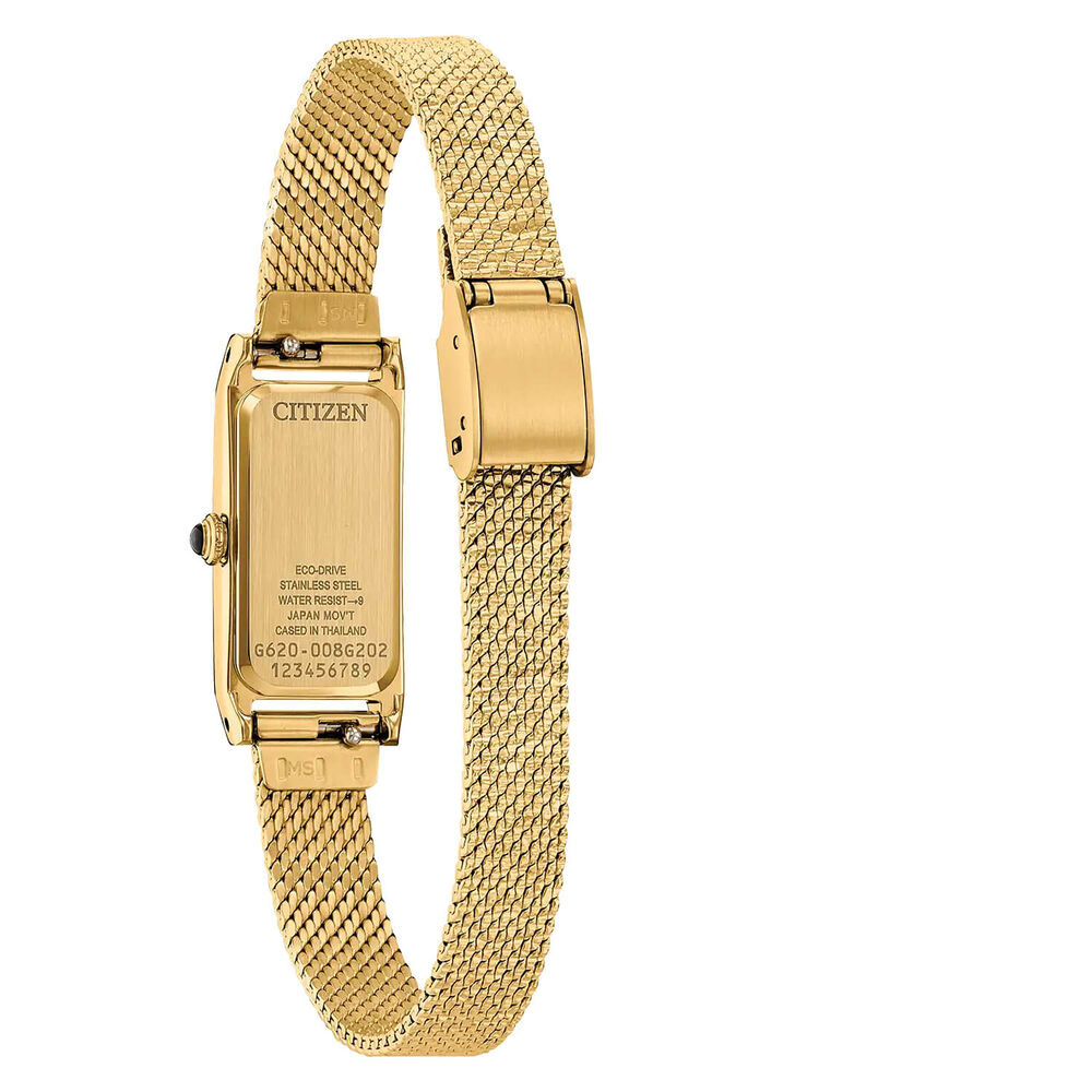 Citizen Fio 14x30mm Black Dial Yellow Gold Tone Steel Bracelet Watch