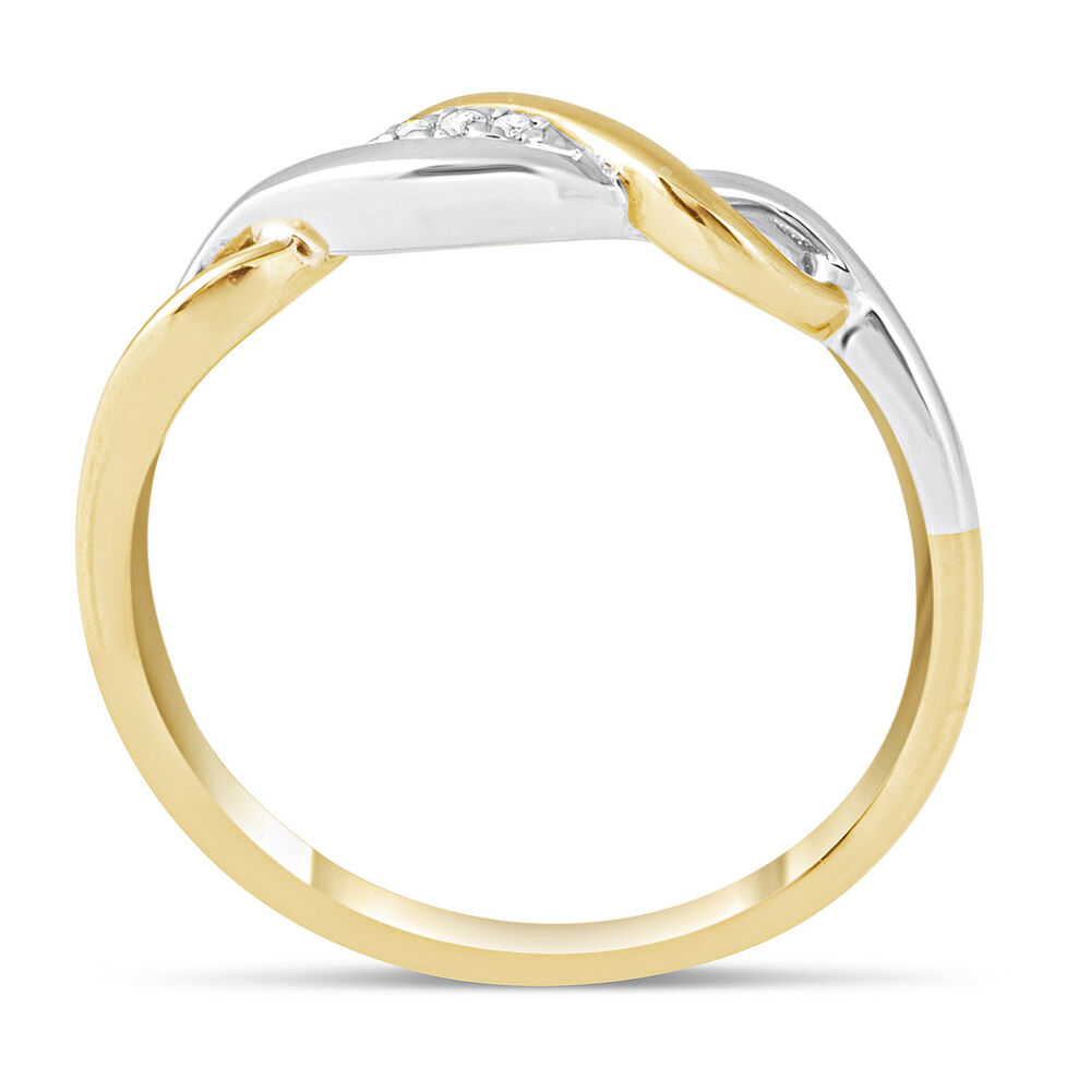 9ct Two Tone Diamond Setting Weave Ring image number 2