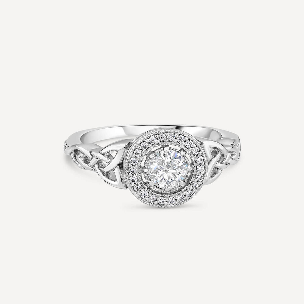 Silver Trinity Knot Cubic Zirconia Cluster Ring image number 2
