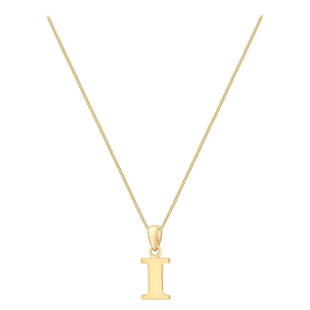 9ct Yellow Gold Plain Initial I Pendant (Special Order) (Chain Included) image number 1