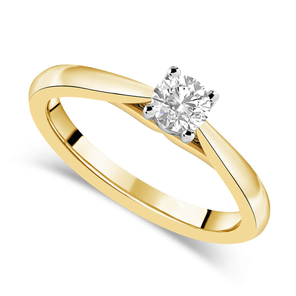 18ct Yellow Gold 0.40ct Round Diamond Orchid Setting Ring image number 0