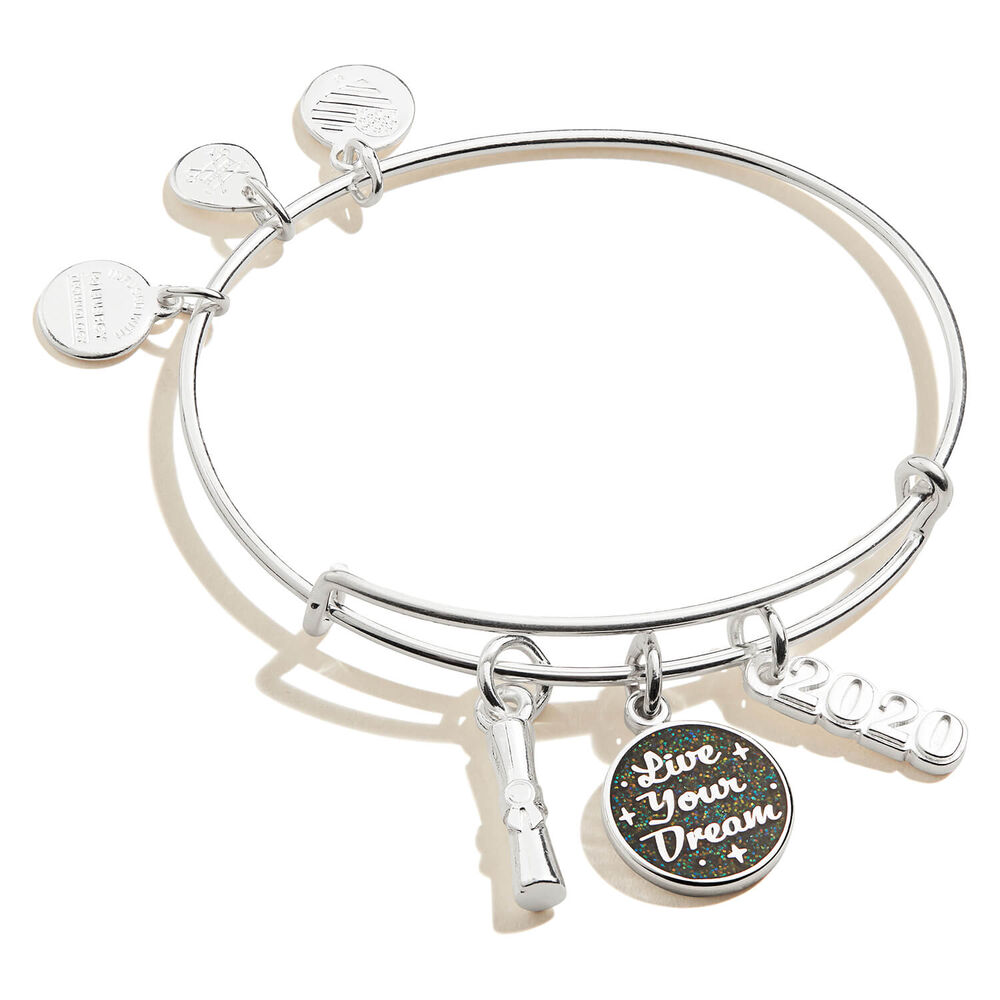Alex and Ani Shiny Silver Live Your Dream Graduation 2020 Bangle image number 0