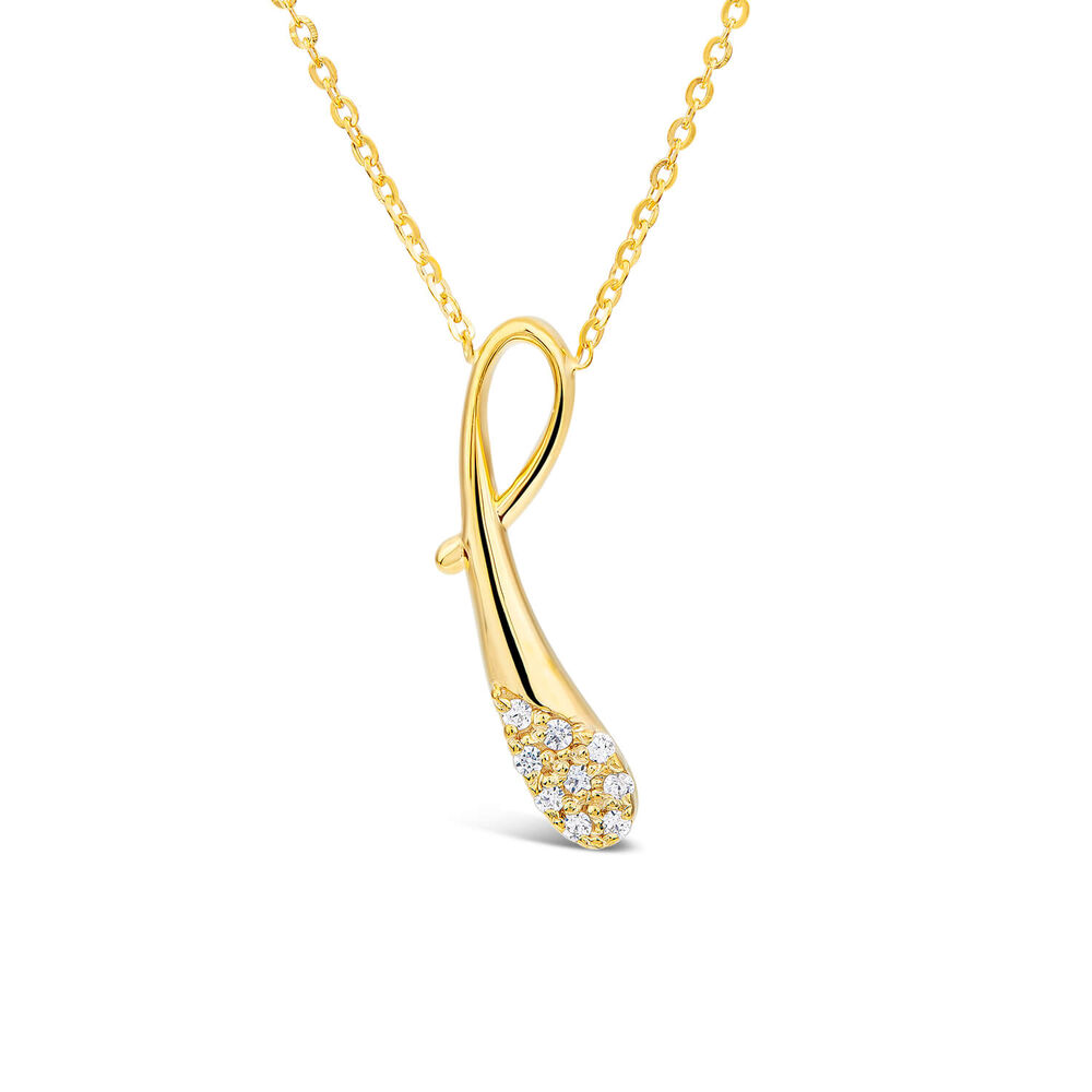9ct Yellow Gold Cubic Zirconia Ribbon Shaped Pendant image number 0