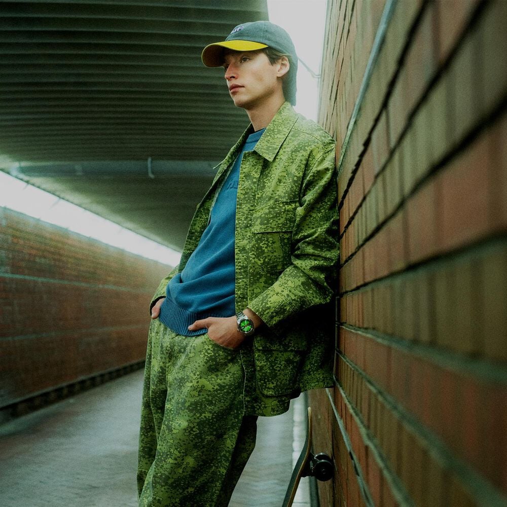 Seiko 5 Sports x HUF II Limited Edition Collaboration 39.4mm Green Dial Steel Bracelet Watch image number 7