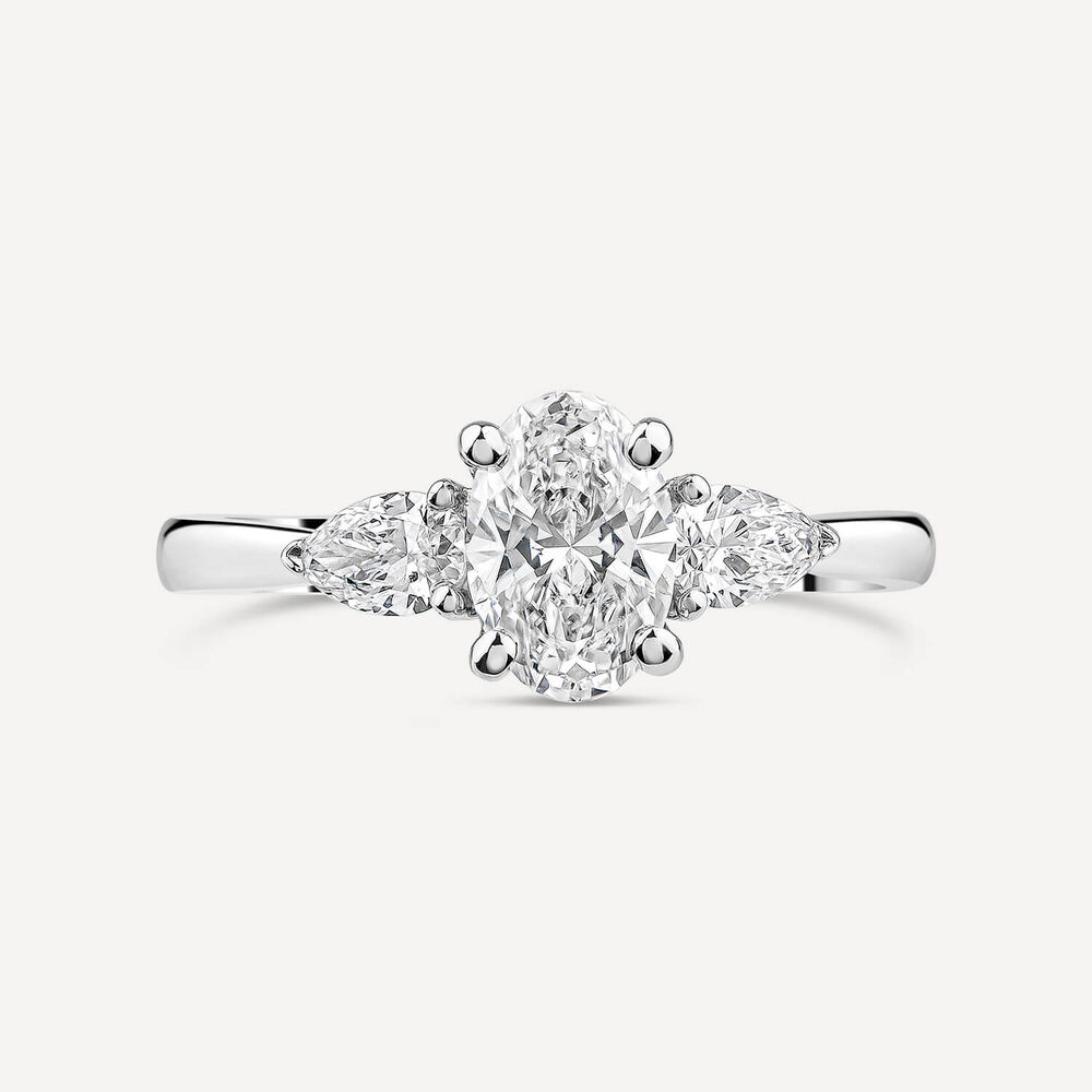 Born Platinum Lab Grown 1.40ct Oval & Pear Sides Diamond Ring