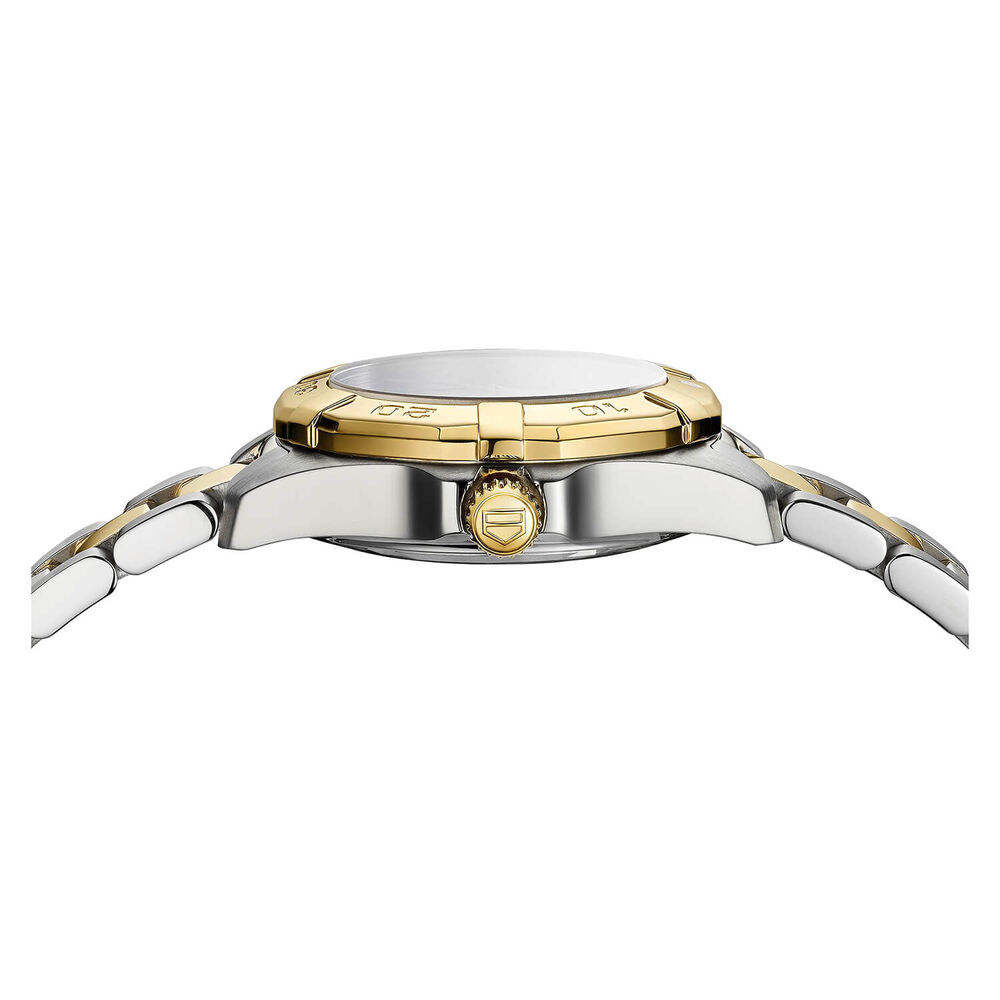 TAG Heuer Aquaracer 300M 27mm Mother Of Pearl Dial Yellow Gold Plate Steel Case Bracelet Watch image number 1